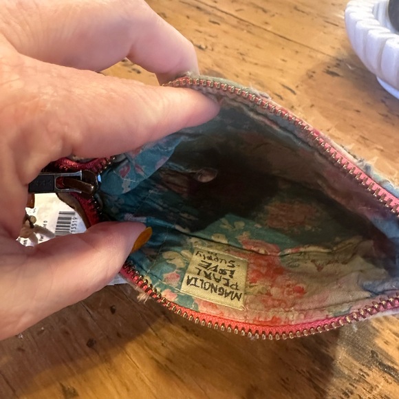 Floral Patchwork Zippered Pouch with Deer and Butterfly, Magnolia Pearl - Picture 3 of 7